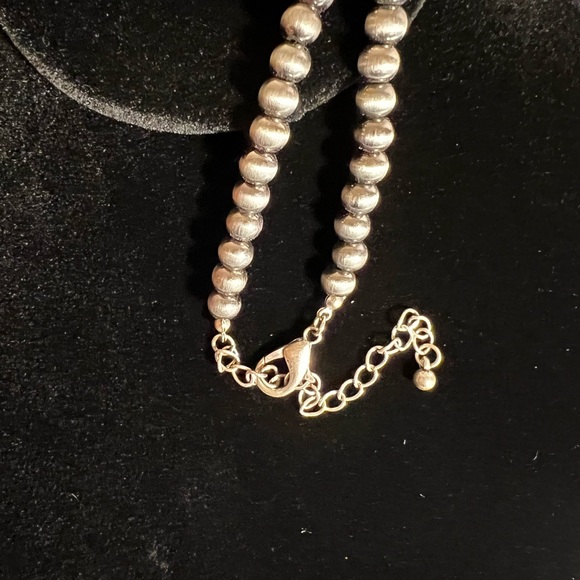 Silver beaded and 4 stone turquoise necklace 11 inches long total NWOT - Picture 6 of 6